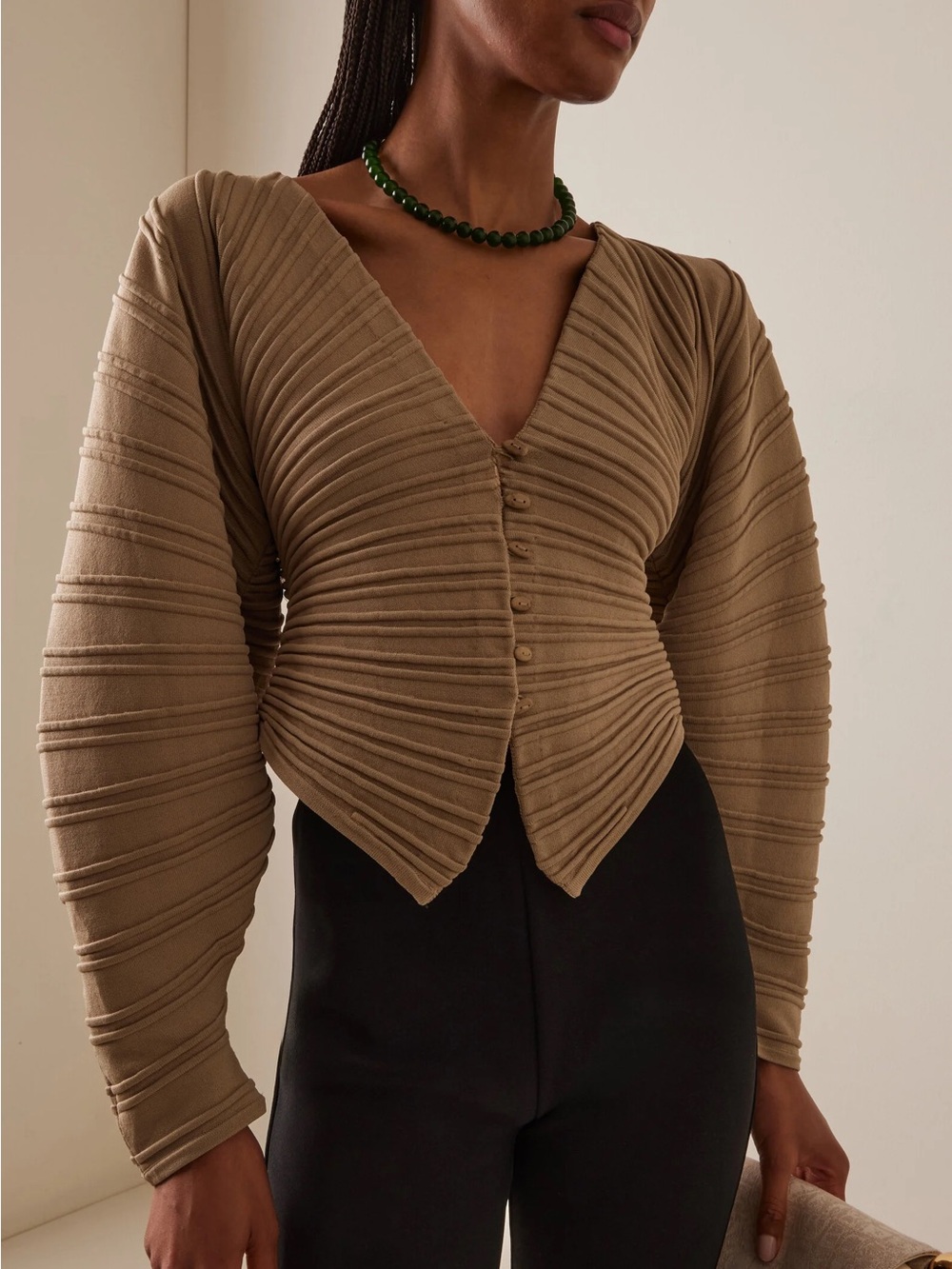 CULT GAIA Blair Knit Button Cardigan in Nutmeg Sz S